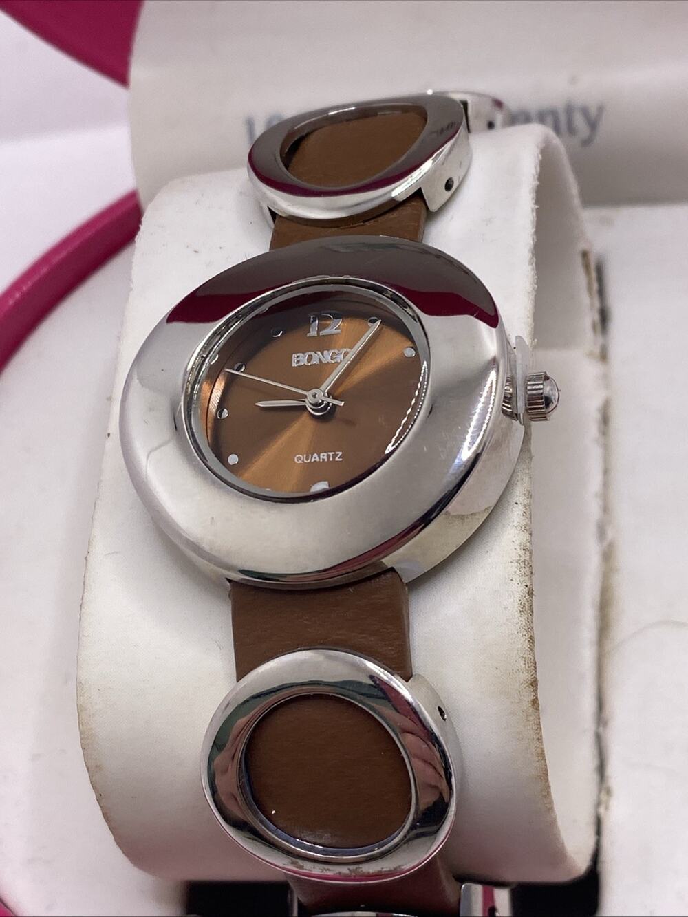 Bongo Womens Brown Leather Watch And Box Works New Battery